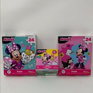 Minnie Mouse 3 Puzzle Set - Pink and Blue